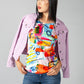 Abstract Print Top with Shoulder Detail