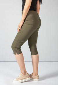 Cropped Pull Up Jeans on Khaki