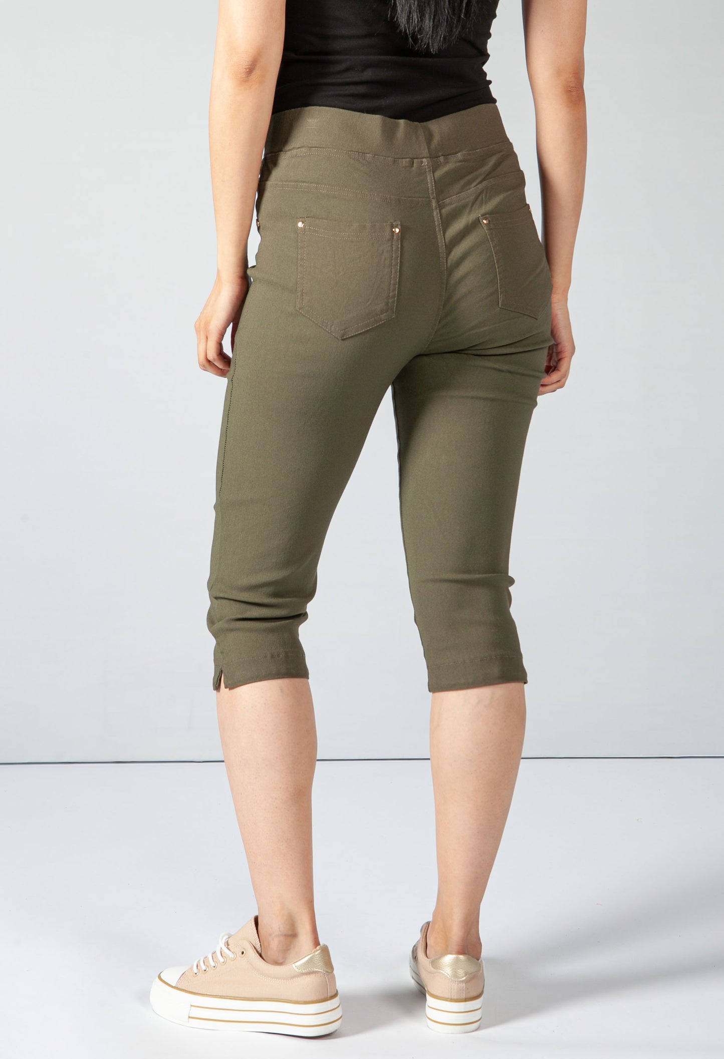 Cropped Pull Up Jeans on Khaki