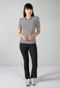 Stripe Top with Puff Shoulder