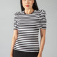 Stripe Top with Puff Shoulder