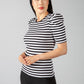 Stripe Top with Puff Shoulder