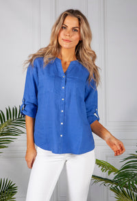 Royal Blue Linen Shirt