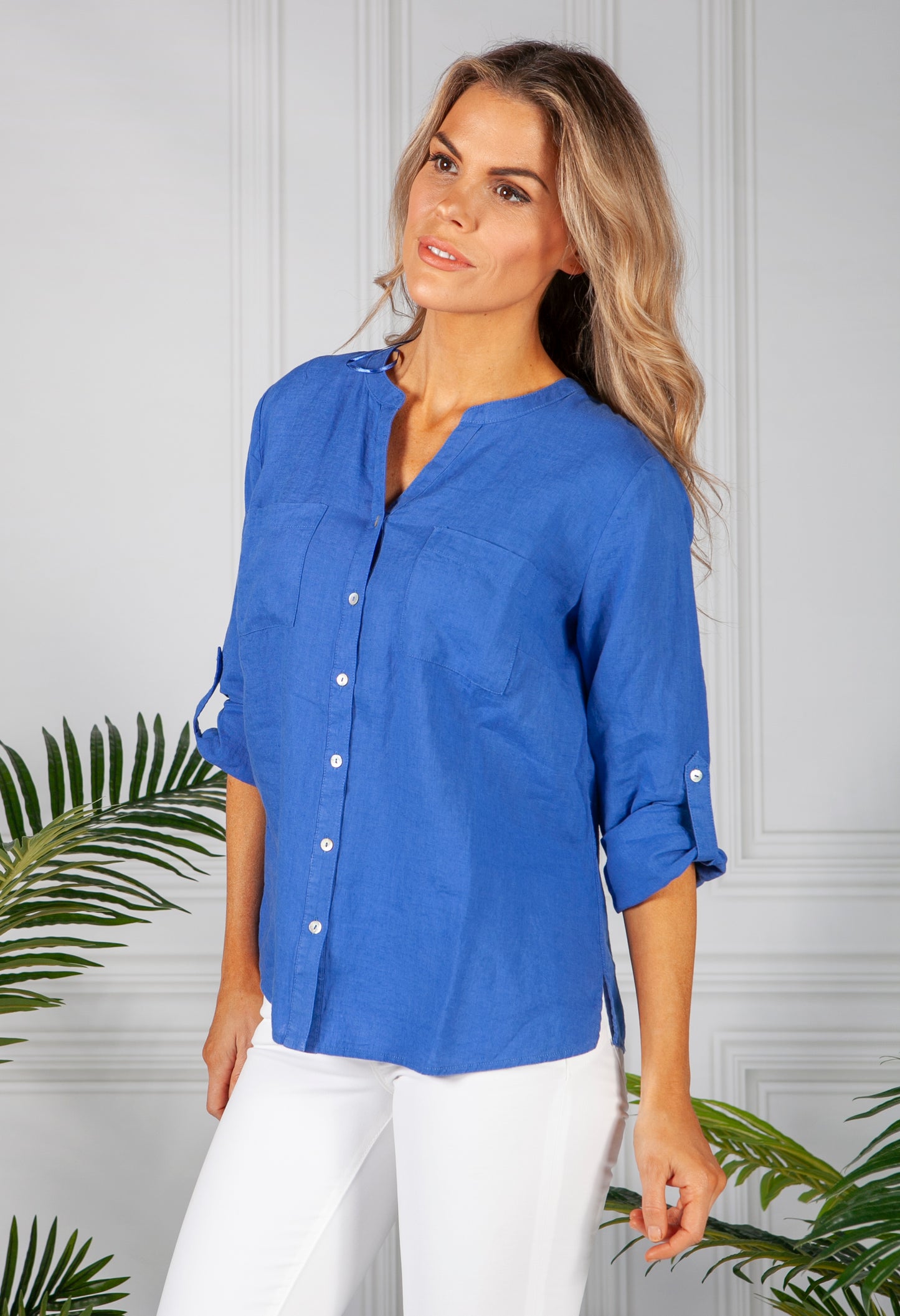 Royal Blue Linen Shirt