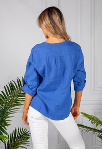 Royal Blue Linen Shirt