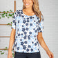 Daisy Print Top In Navy