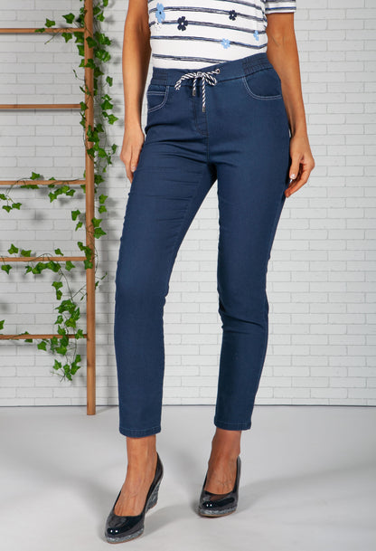 Deep denim Tie Front Trousers