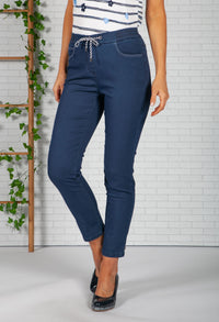 Deep denim Tie Front Trousers