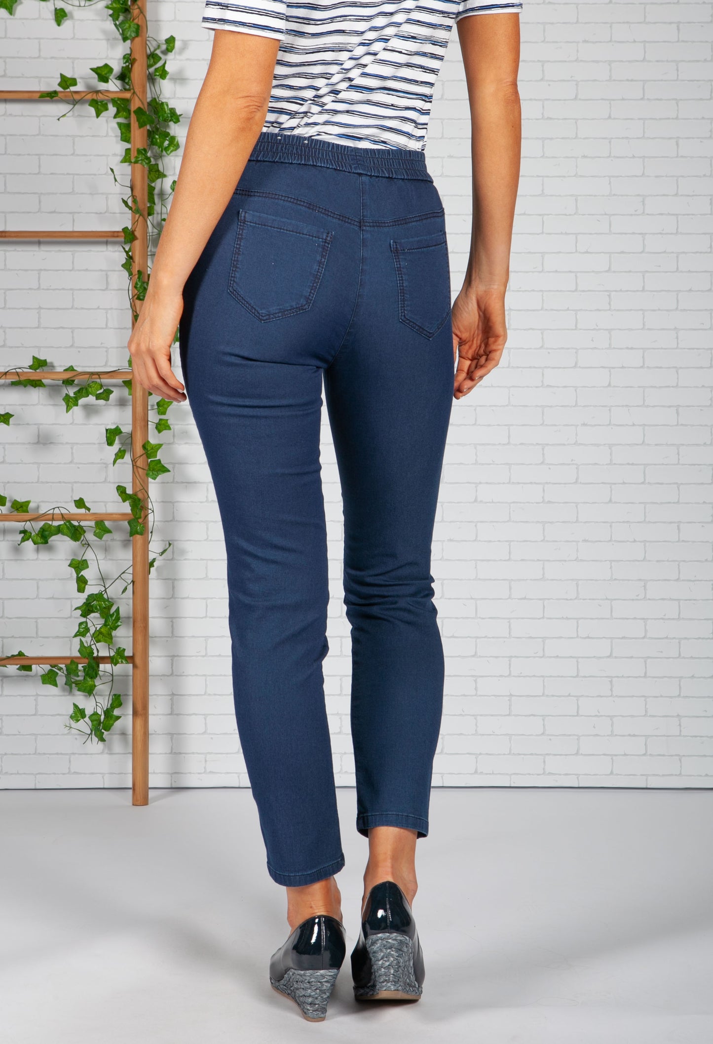 Deep denim Tie Front Trousers