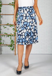 Navy Pop Floral Print Skirt