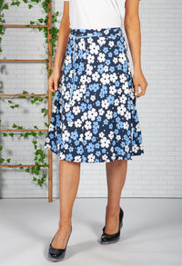 Navy Pop Floral Print Skirt