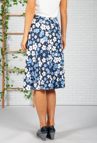 Navy Pop Floral Print Skirt