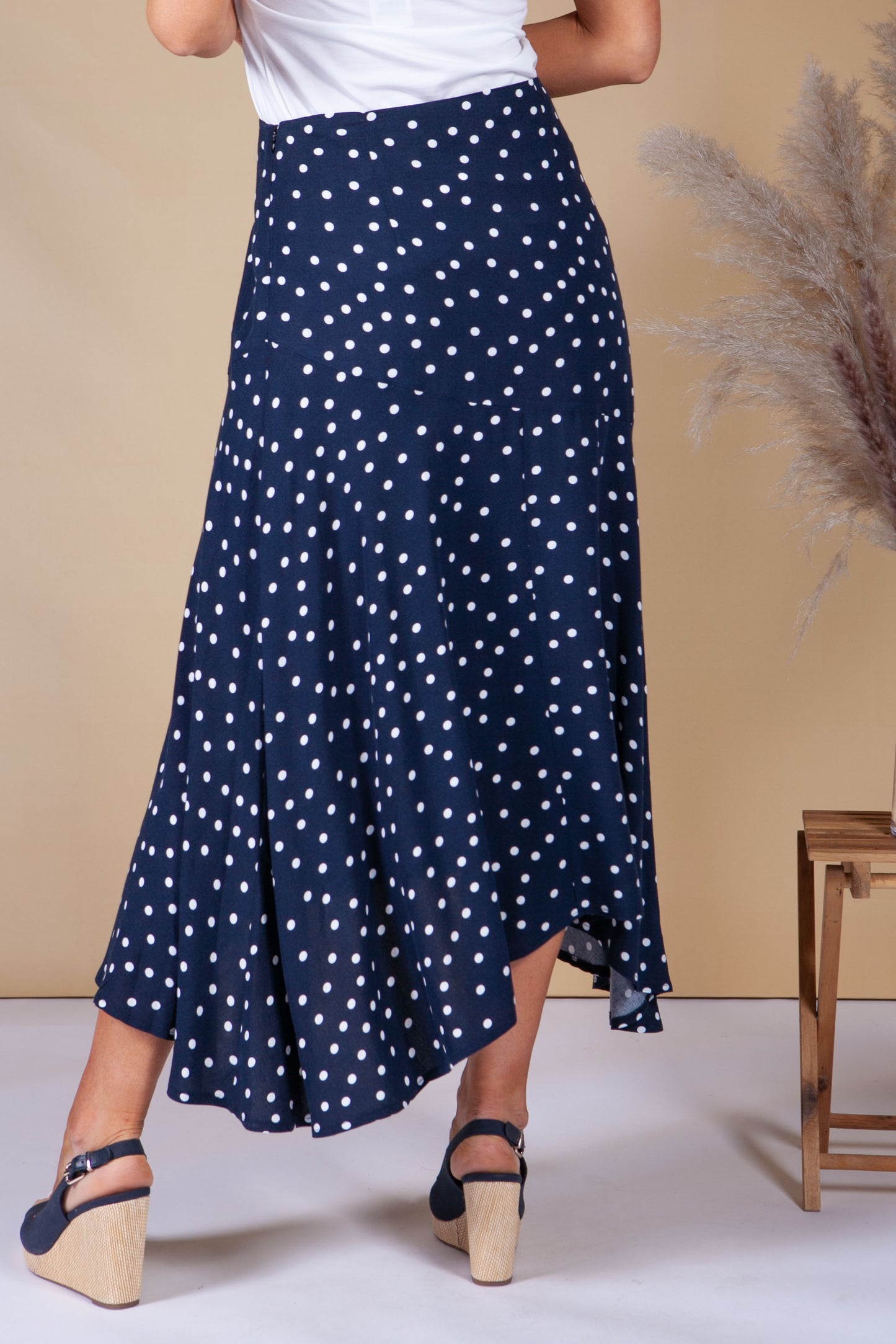 Navy Polka Dot Skirt