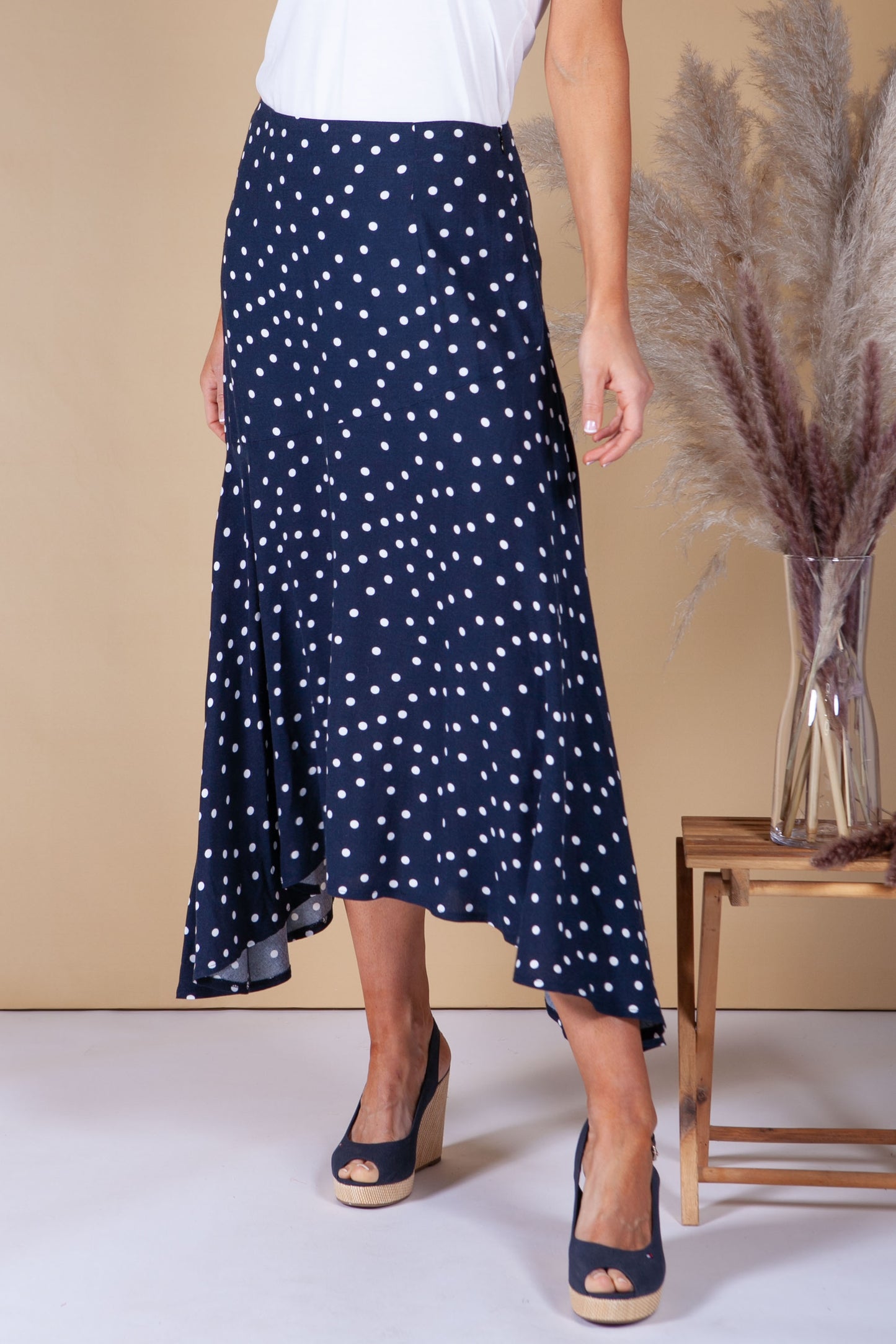 Navy Polka Dot Skirt