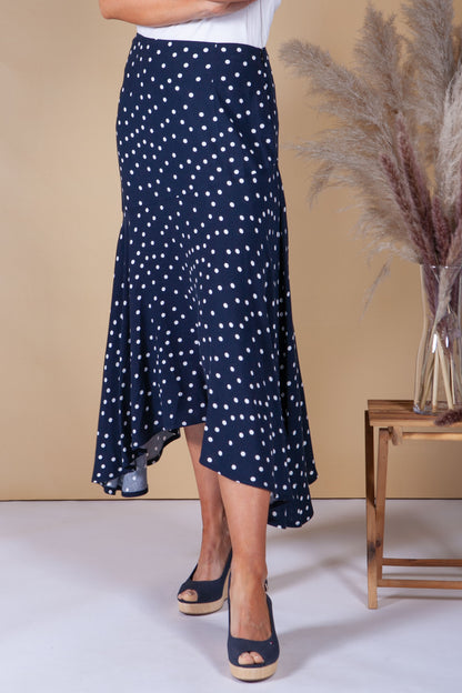 Navy Polka Dot Skirt