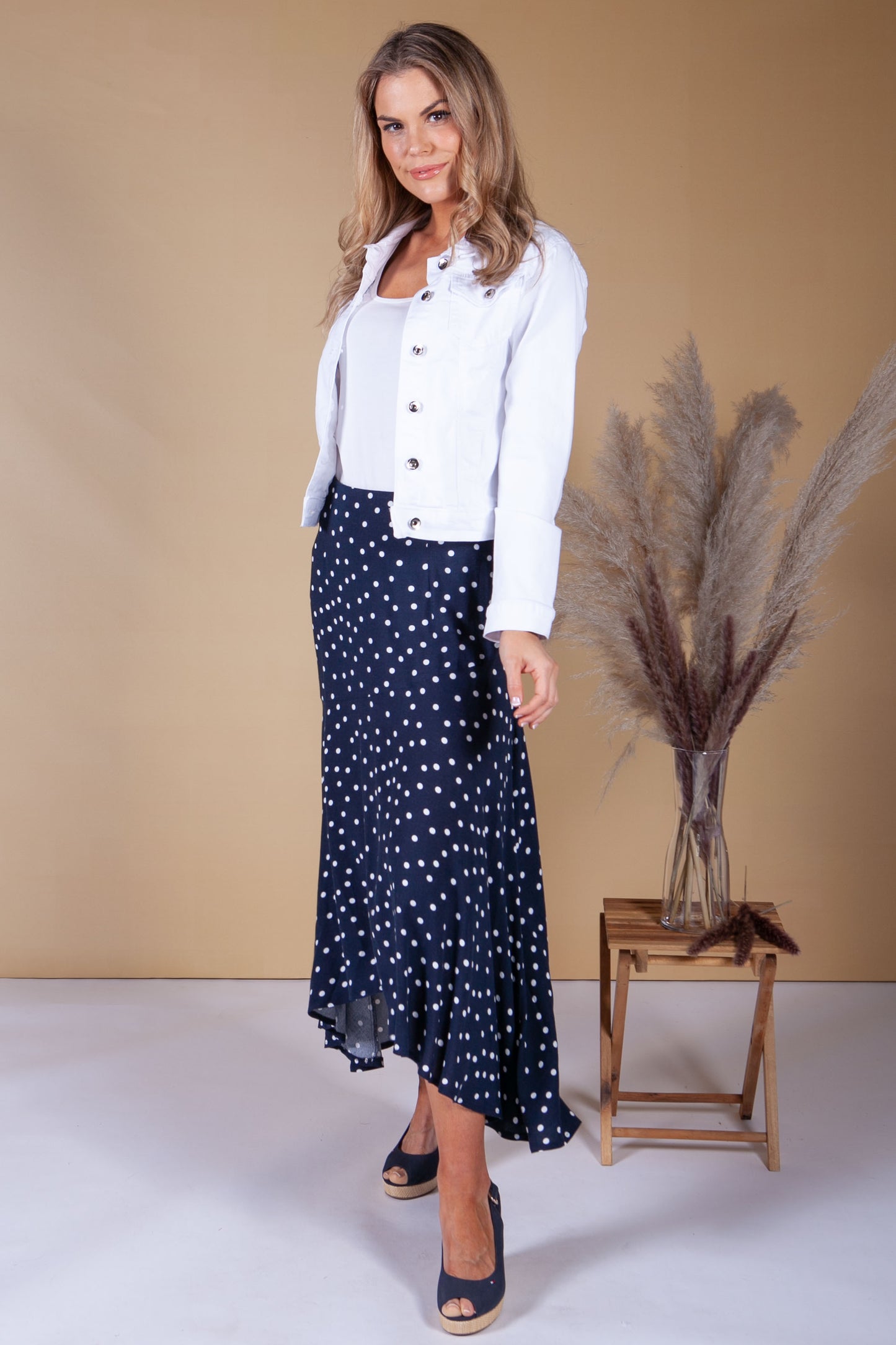 Navy Polka Dot Skirt