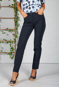 Navy Brenda Slim Leg Trousers