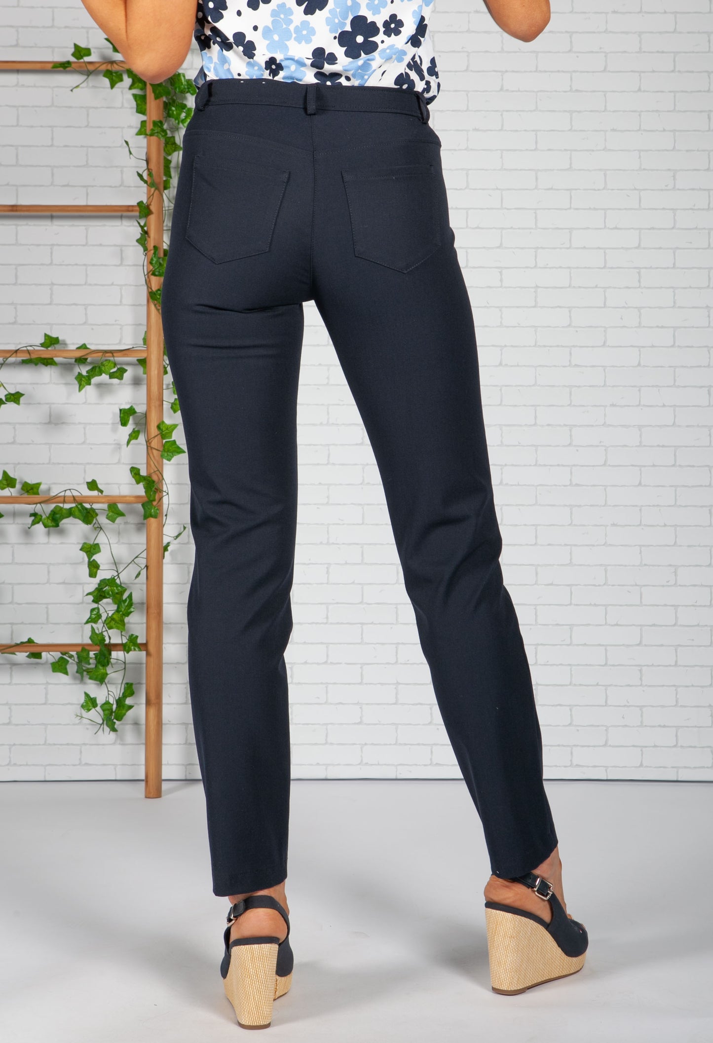 Navy Brenda Slim Leg Trousers