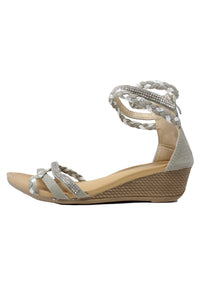 Light Grey Lightweight Ankle Strap Wedge Sandal