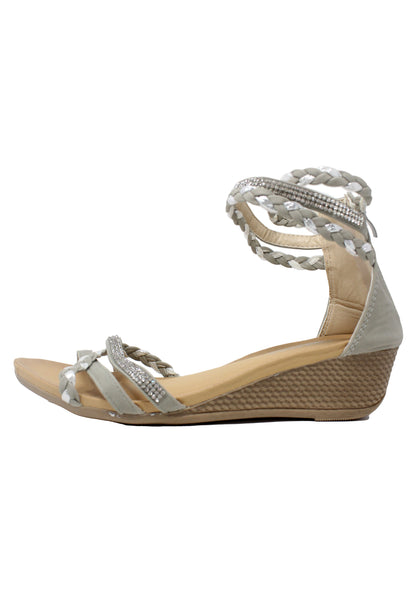 Light Grey Lightweight Ankle Strap Wedge Sandal