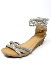 Light Grey Lightweight Ankle Strap Wedge Sandal