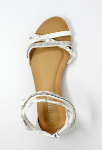 White Lightweight Ankle Strap Wedge Sandal