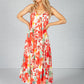 Red Dark Palm Print Maxi Dress