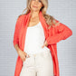 Coral Ribbed Knit Cardigan