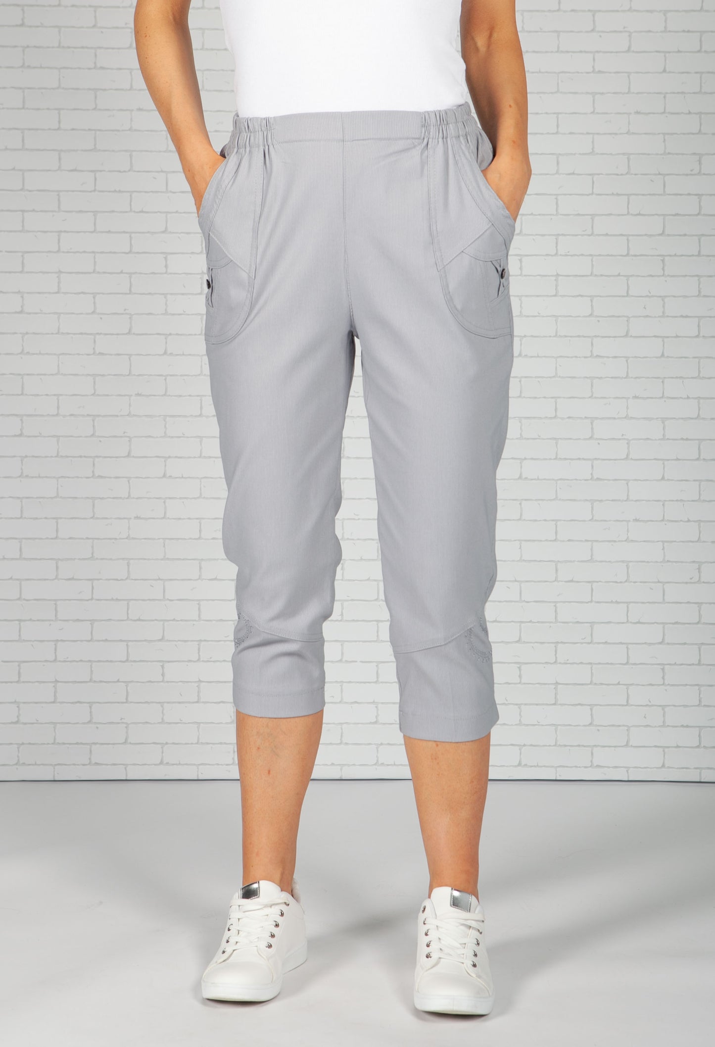 Grey Cropped Capri