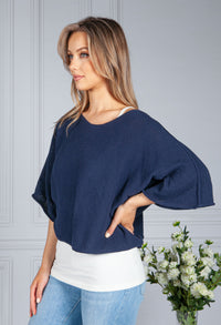 Cotton Summer Pullover in Navy