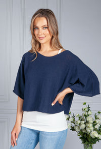 Cotton Summer Pullover in Navy