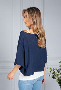 Cotton Summer Pullover in Navy