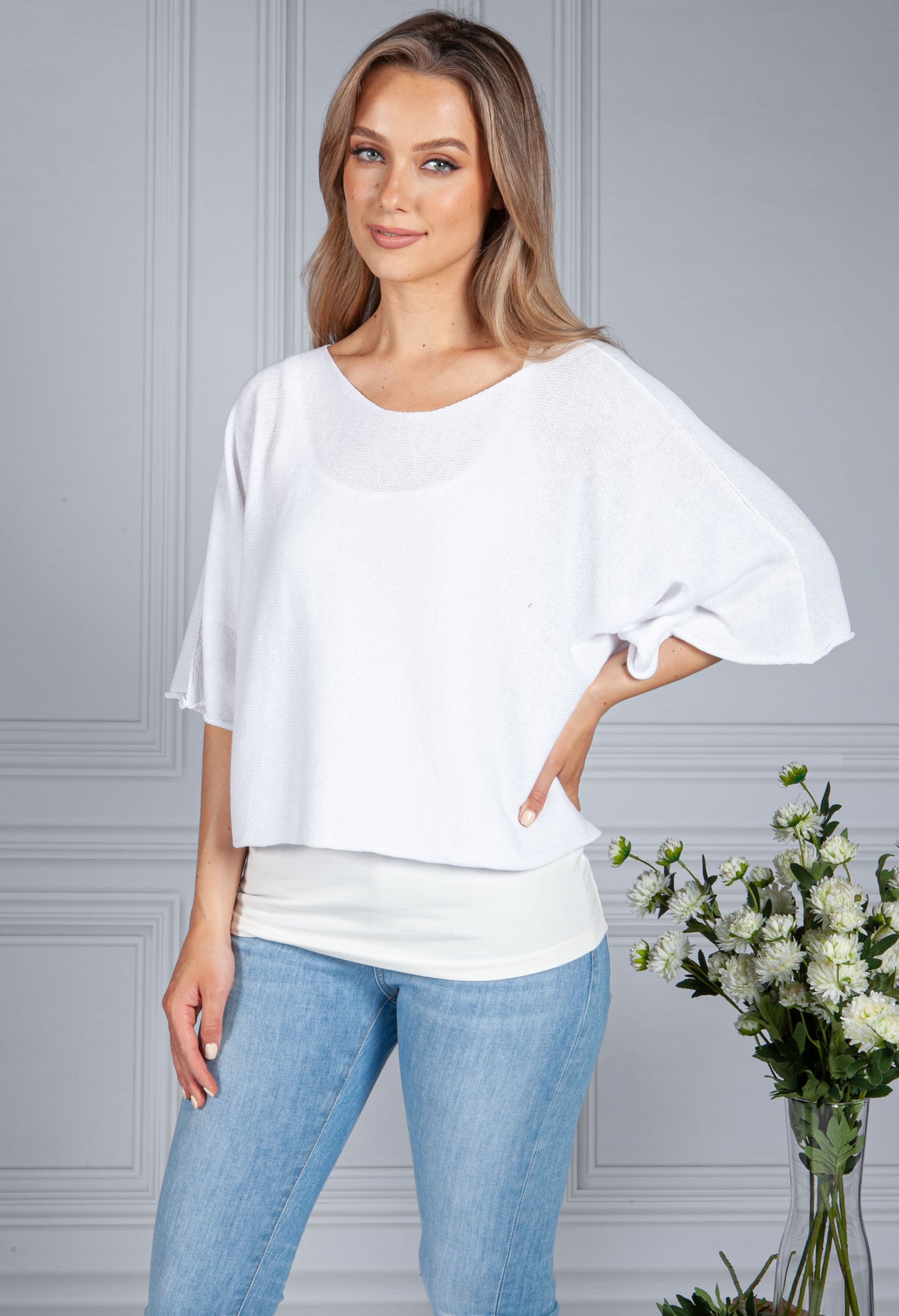 Cotton Summer Pullover in White