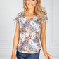 Navy and Beige Tropical Print Top