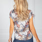 Navy and Beige Tropical Print Top