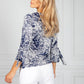 Wall Flower Print Top with Tied Hem