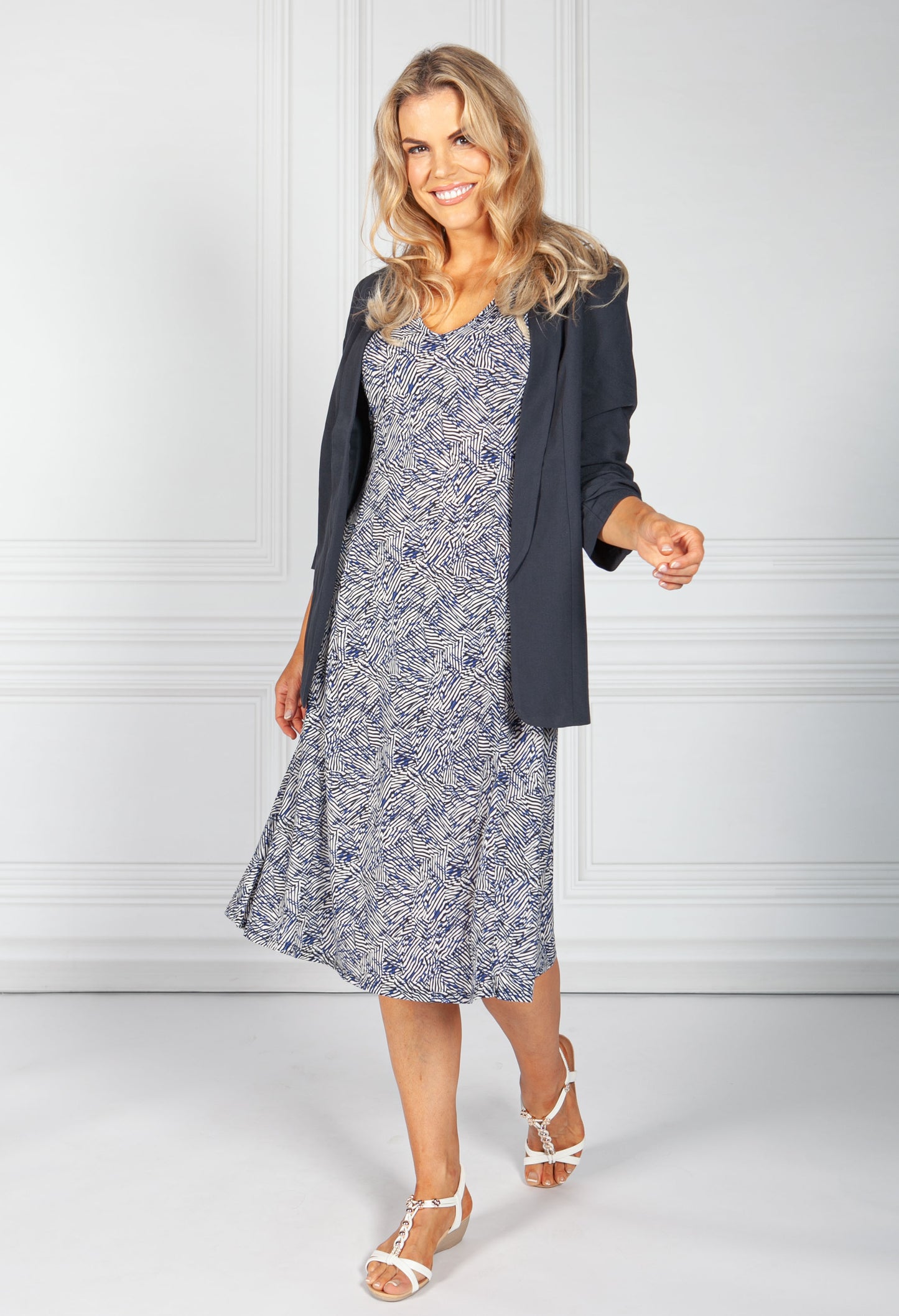 Navy Mix Abstract Print Dress