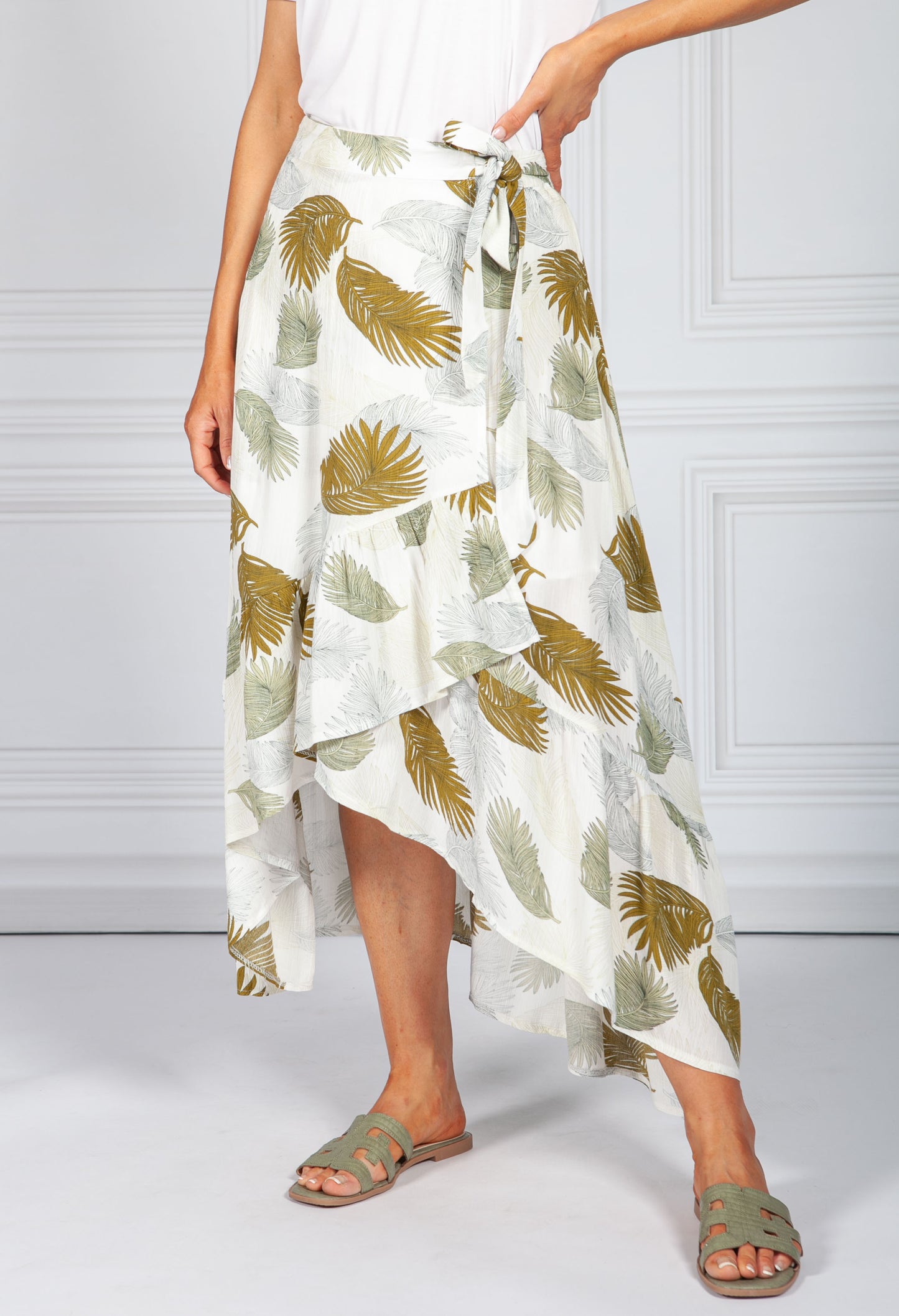 Leaf Print Wrap Skirt