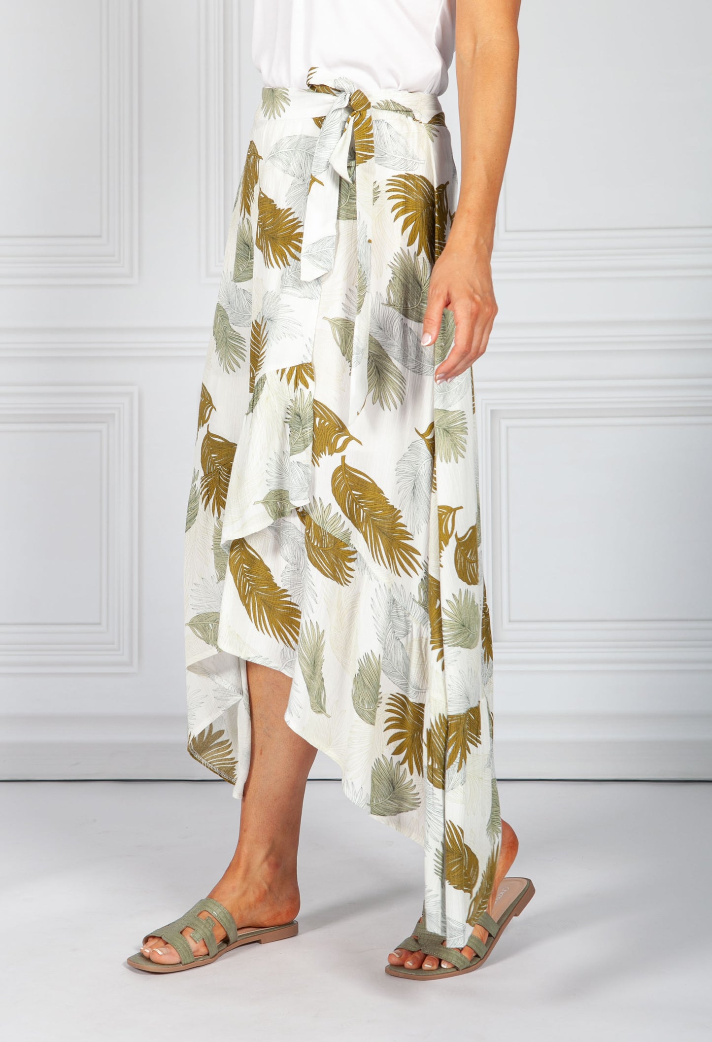 Leaf Print Wrap Skirt