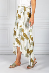 Leaf Print Wrap Skirt