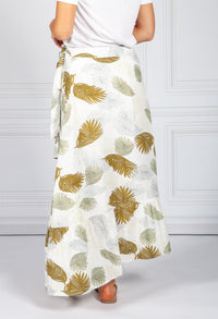 Leaf Print Wrap Skirt