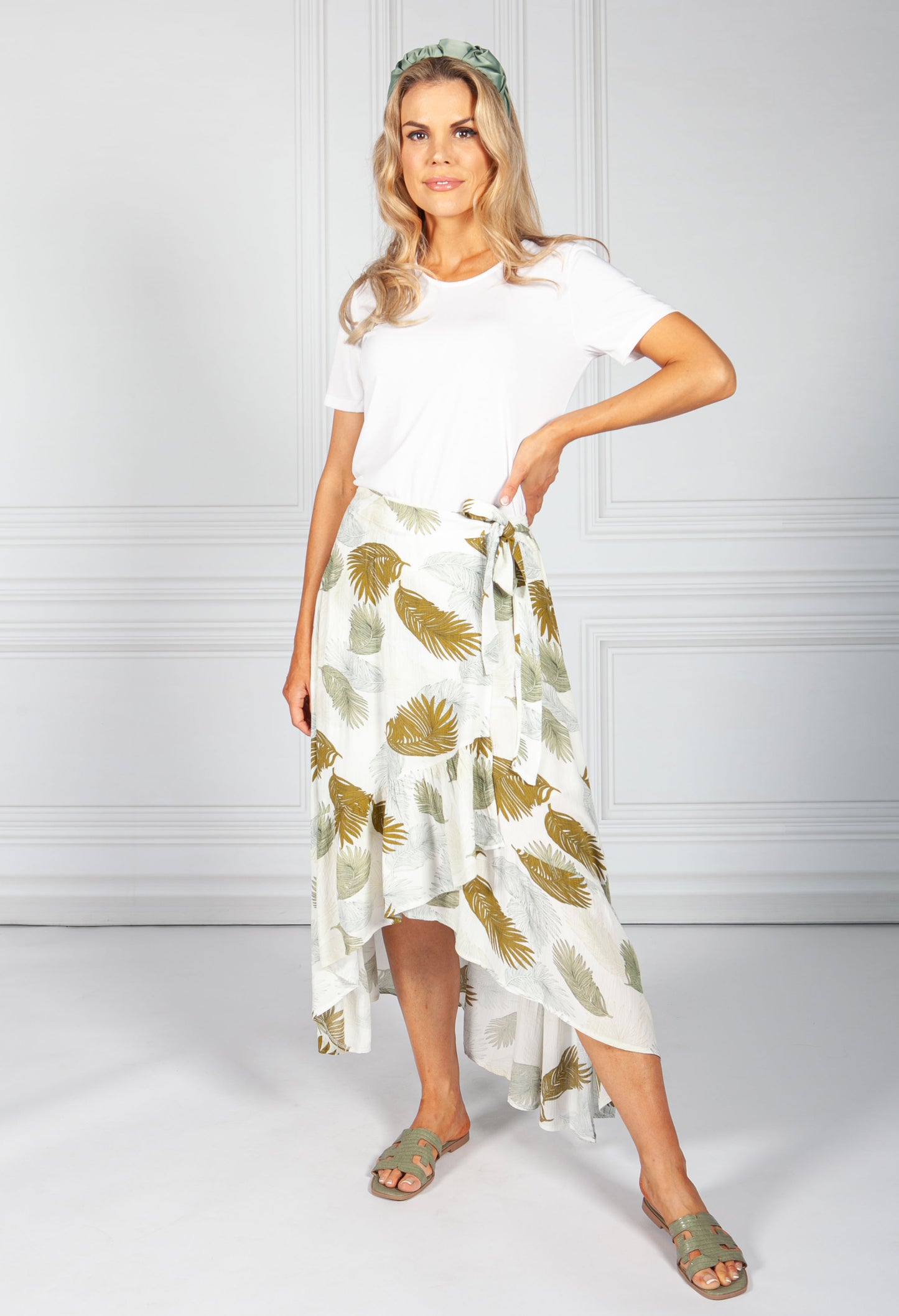 Leaf Print Wrap Skirt