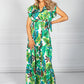 Blue Tropic Palm Print Maxi Dress