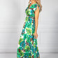 Blue Tropic Palm Print Maxi Dress