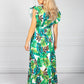 Blue Tropic Palm Print Maxi Dress