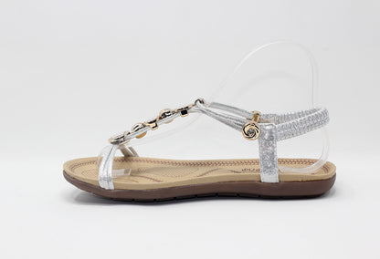 Glitter Studded Detail Sandal in Silver