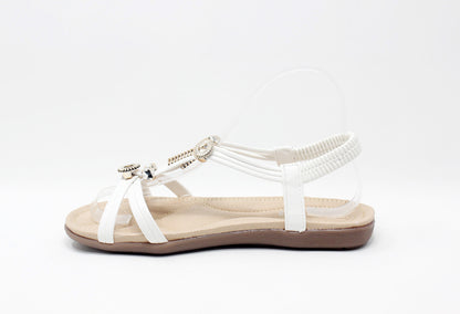 Gold Studded Sandal in White