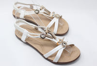 Gold Studded Sandal in White