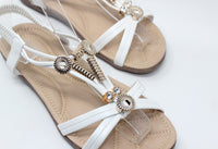 Gold Studded Sandal in White