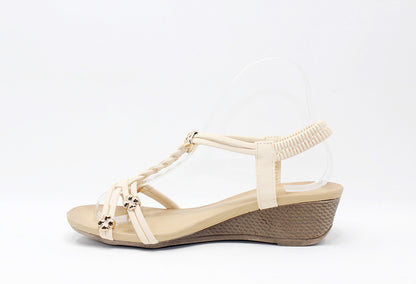 Floral Gem Wedge in Beige